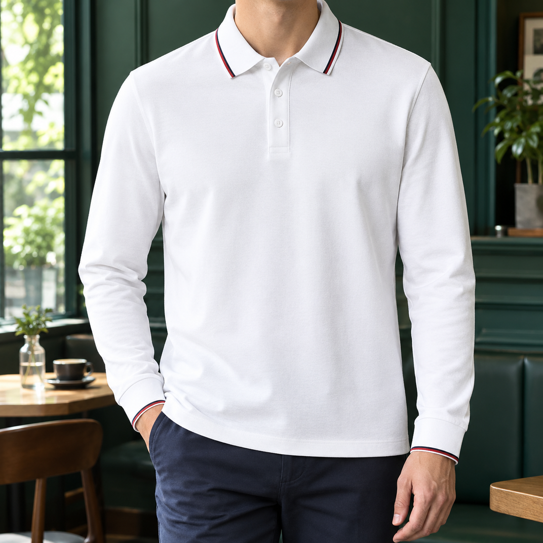 Lothaire Tipped Polo - White