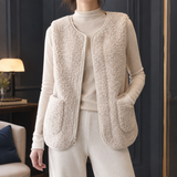 Roseline-Hope Teddy Zip Vest - Cream White