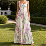 Orla-Grace Pleated Maxi Dress - White Purple
