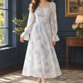 White Blue Floral