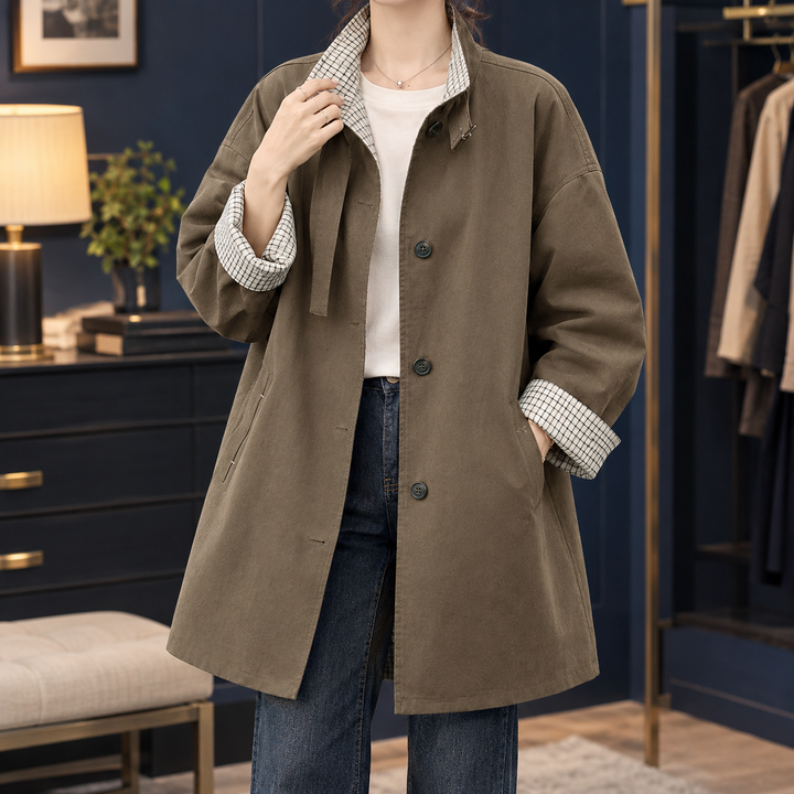 Grace-Mae Check-Trim Overcoat