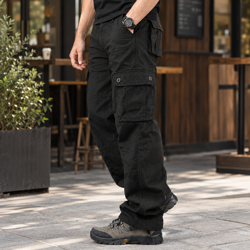 Marco Relaxed Cargo Pants - Black