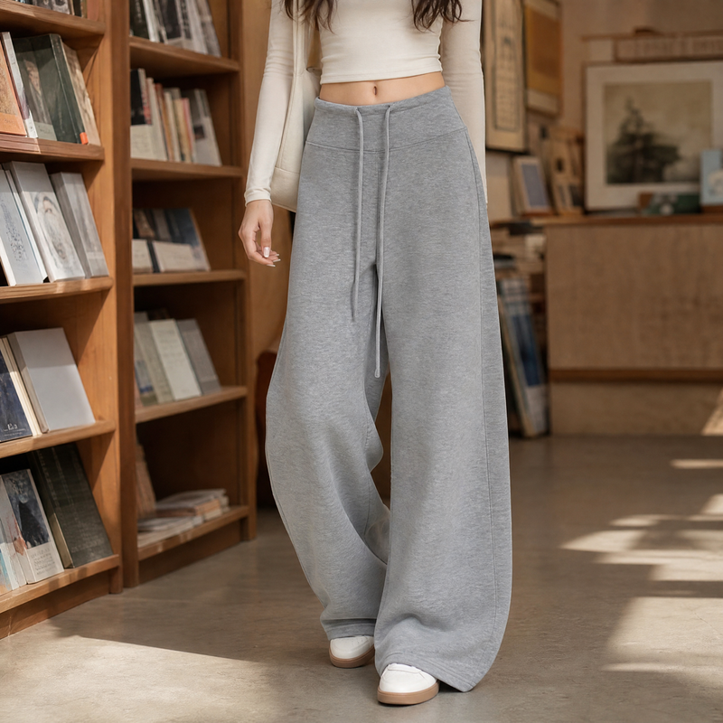 Tessa-Faye Wide-Leg Pants - Medium Gray