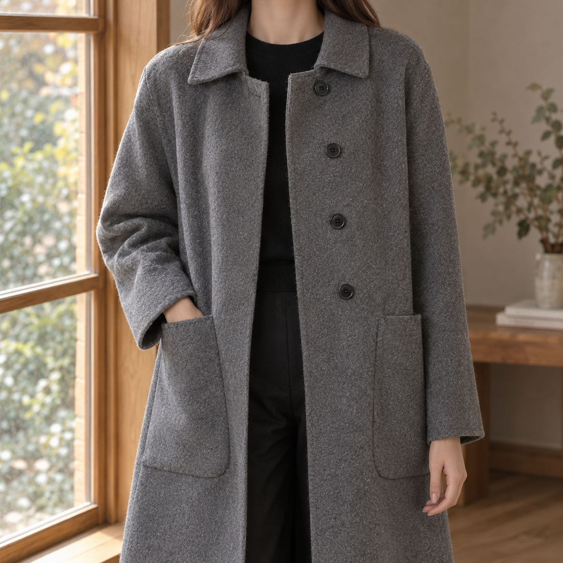 Ameline-Elise Wool Coat - Gray