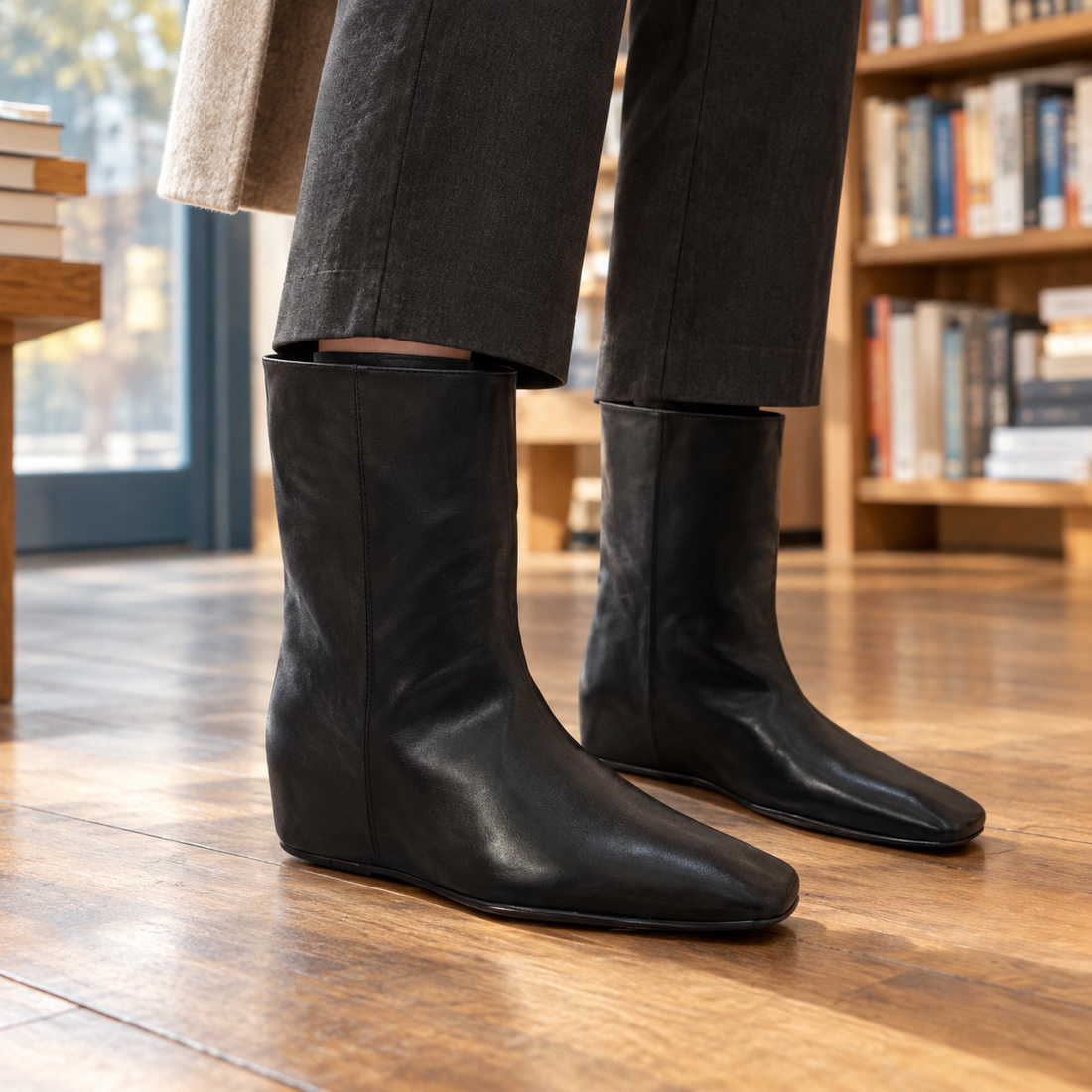 Amadori Square Toe Boots - Black