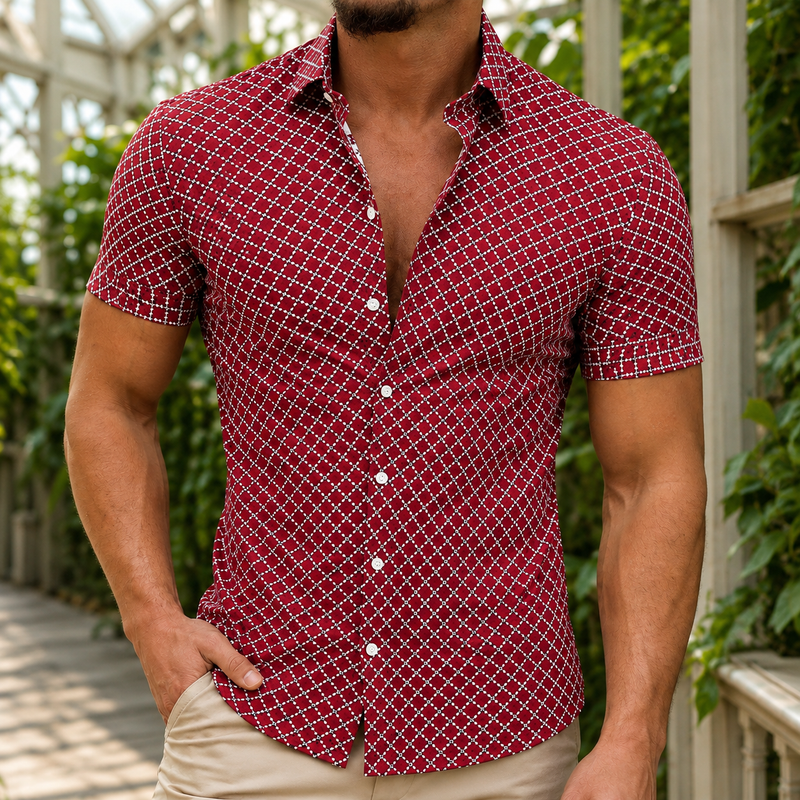 Wyatt Geometric Shirt - Red