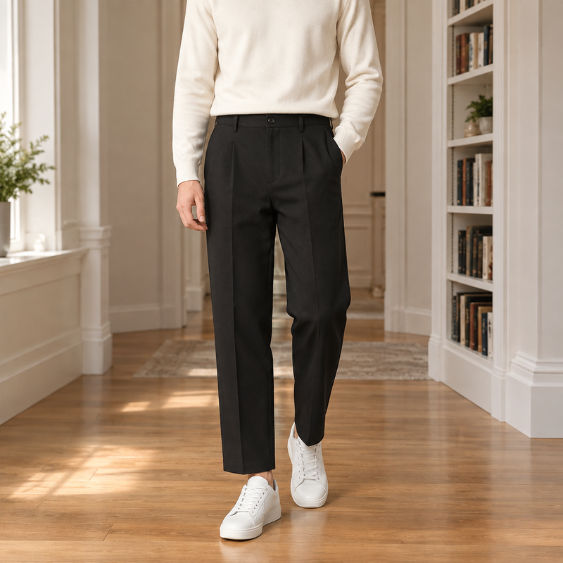 Lancelot Straight Pants - Black Cropped