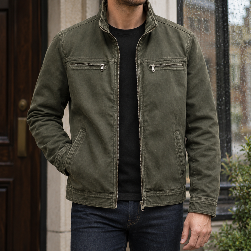 Dorian Washed Jacket - Army Green