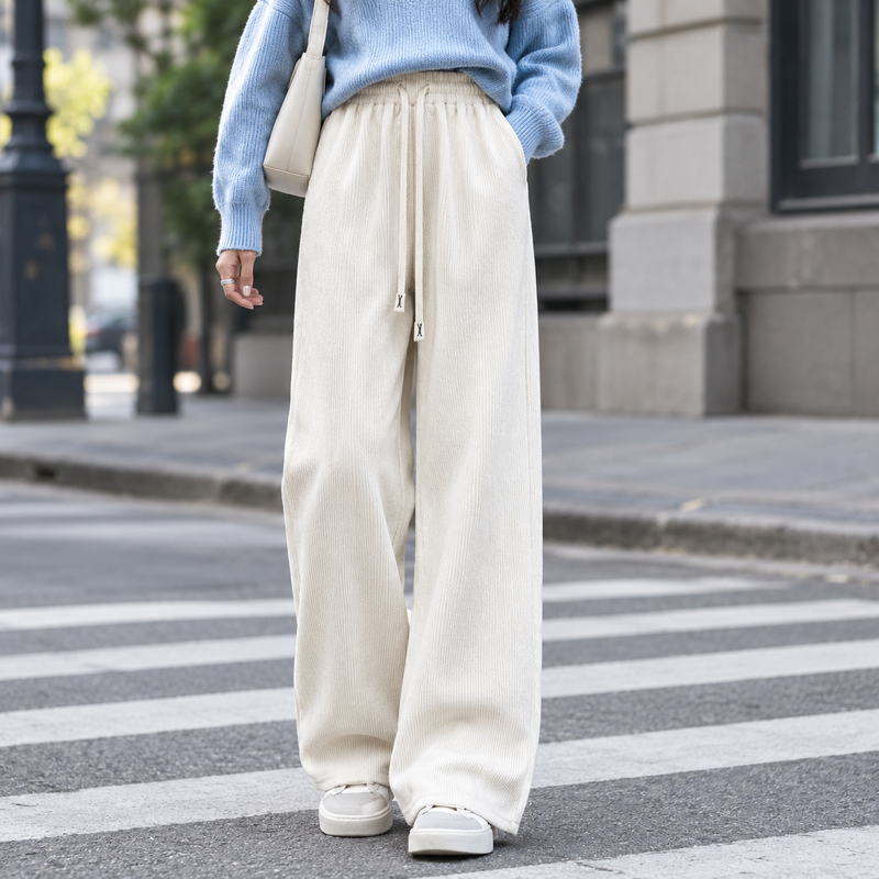 Evelina-Louise Wide Leg Pants - Rice White