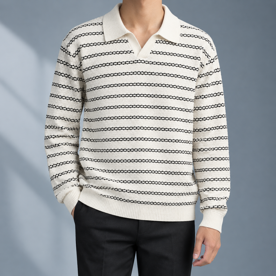 Hendrik Striped Polo - White