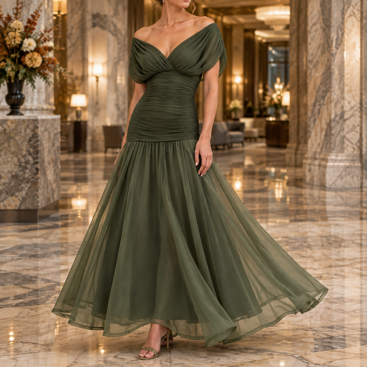 Georgina-Lane Ruched Maxi Dress