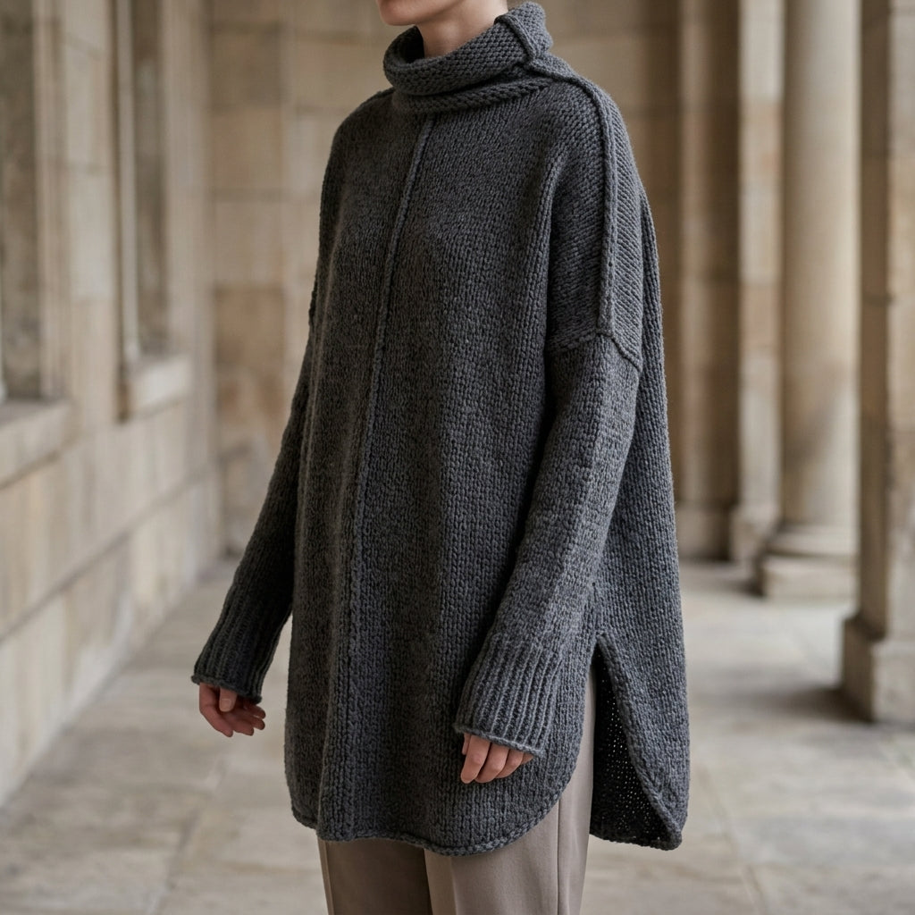 Florence Stacked Collar Sweater - Dark Gray