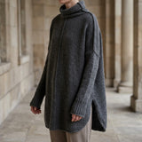 Florence Stacked Collar Sweater - Dark Gray
