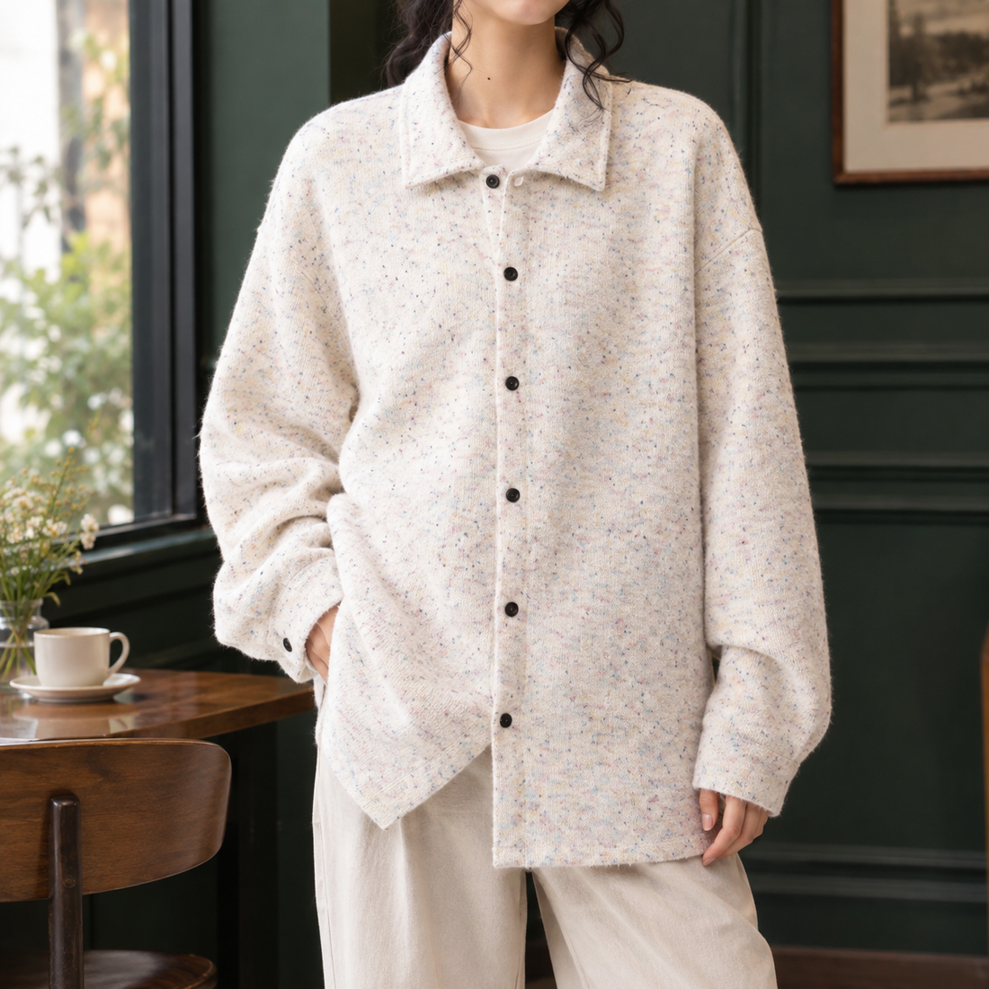 Eleanor-Claire Textured Overshirt - Pastel Dots