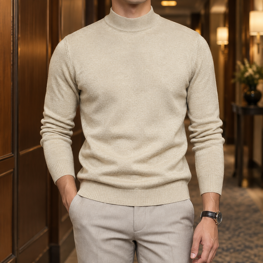 Osric Mock Neck Sweater - Camel