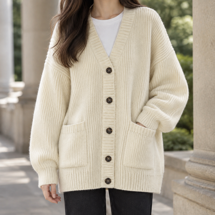 Mireille-Sage Ribbed Cardigan