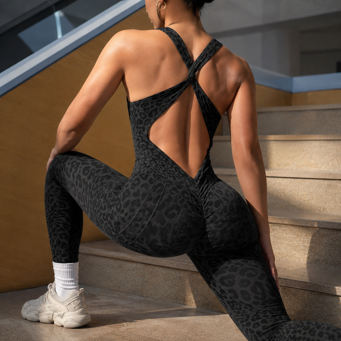 Elettra Cross Back Jumpsuit - Black