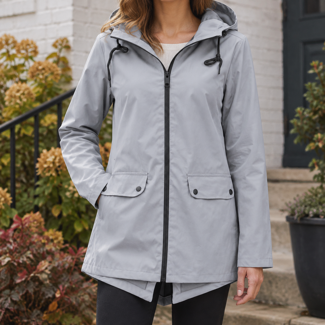 Talia-Sage Hooded Jacket - Gray