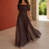 Giselle-Elise Draped Maxi Dress - Brown