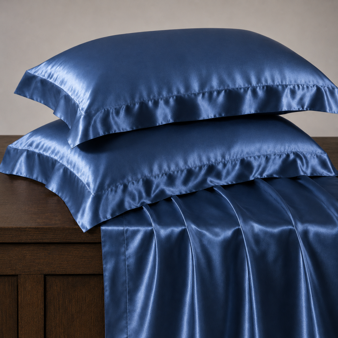 Woodmere Satin Pillowcases - Paris Blue