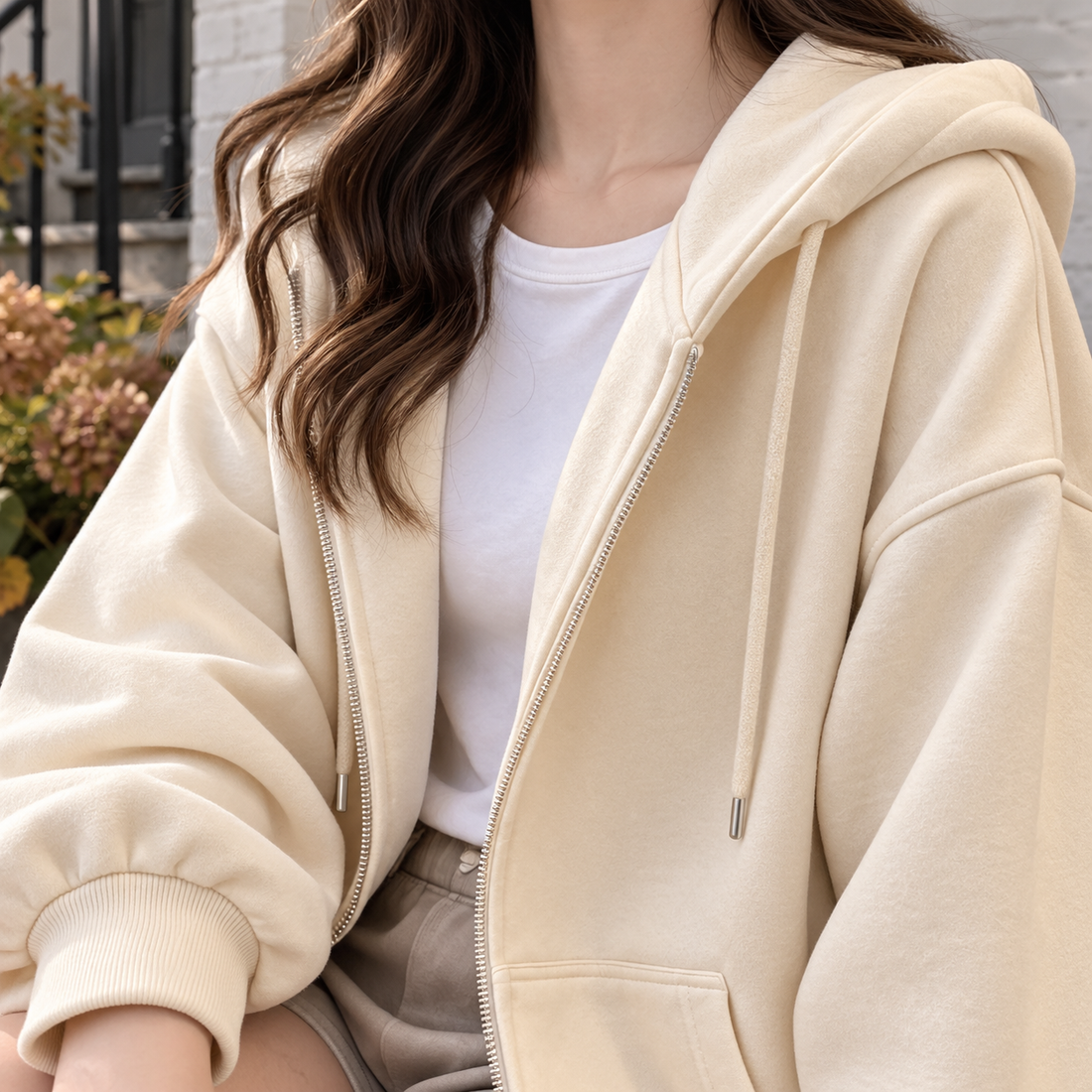 Nina-Pearl Relaxed Zip Hoodie - Lead Product Detail