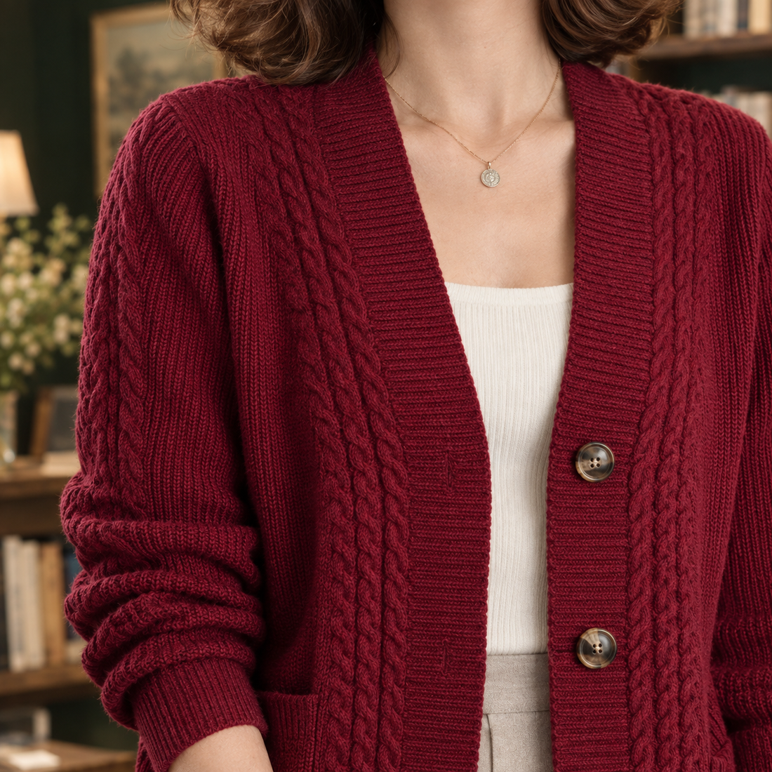 Susannah Cable Knit Cardigan - Lead Product Detail