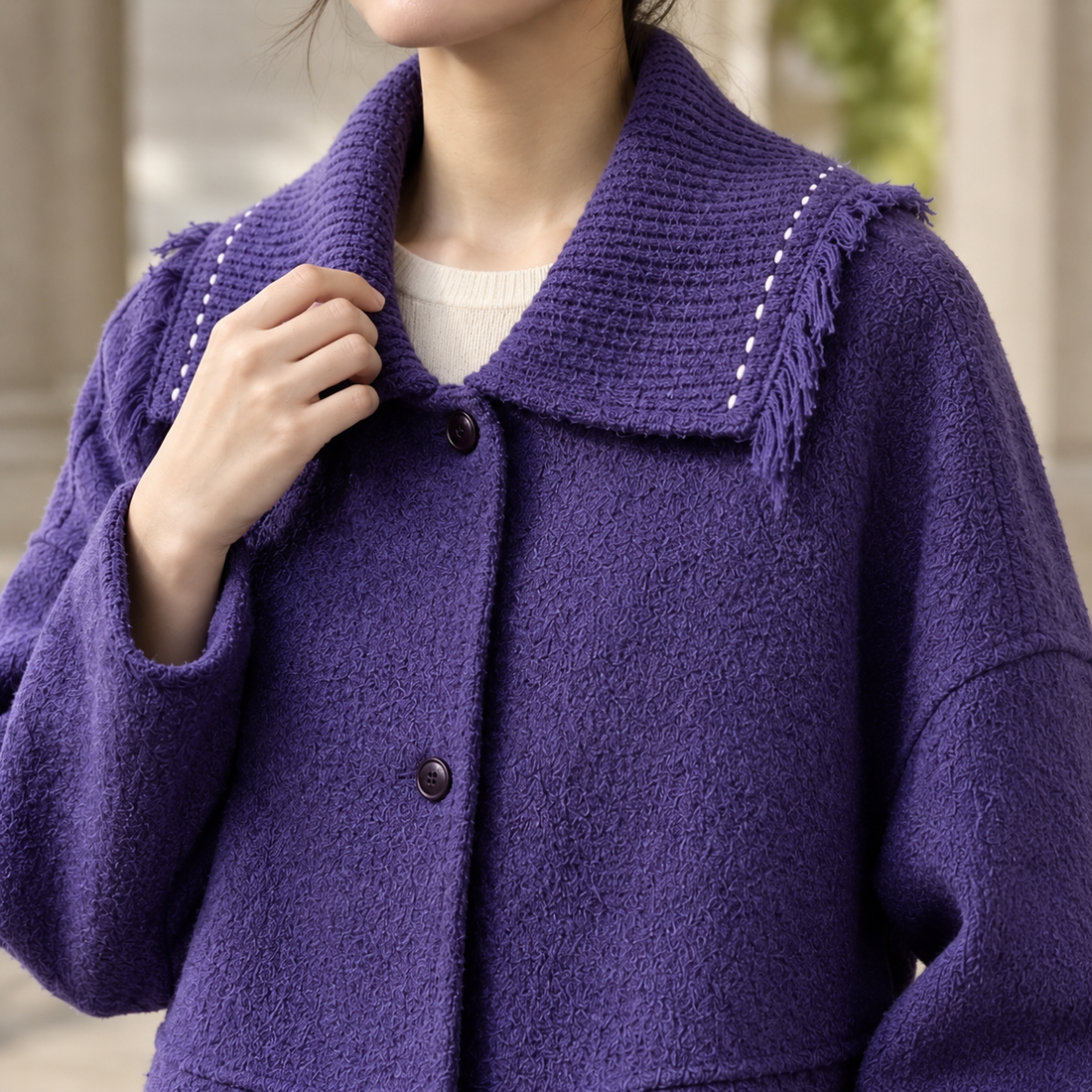 Fenna-Skye Textured Wool Jacket - Lead Product Detail