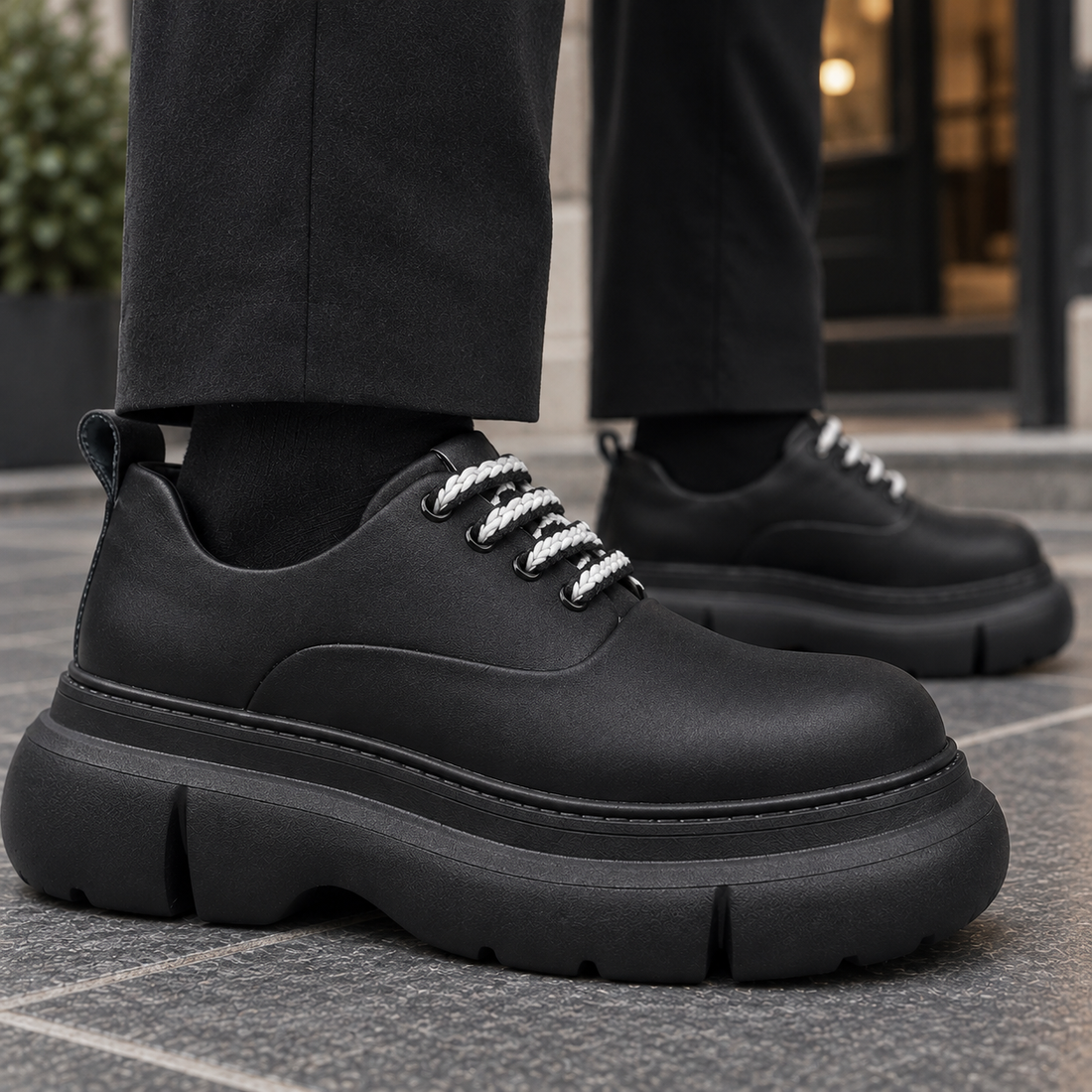 Cosenza-Napoli Leather Derby Shoes - Lead Product Detail