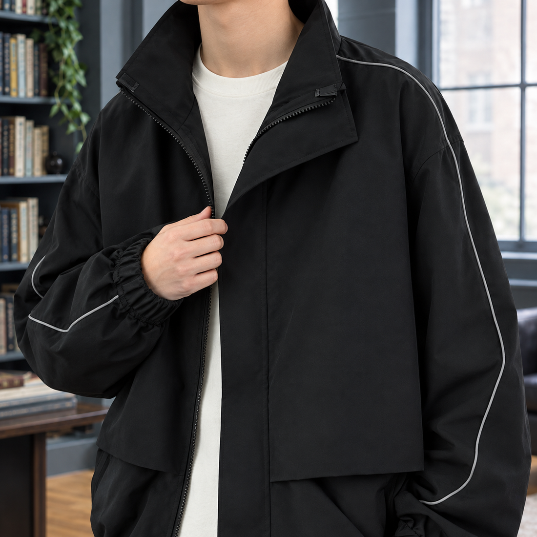 Wyatt Stand Collar Jacket - Lead Product Detail
