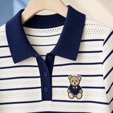 Bronwen-Grace Striped Polo Top - Lead Product Detail