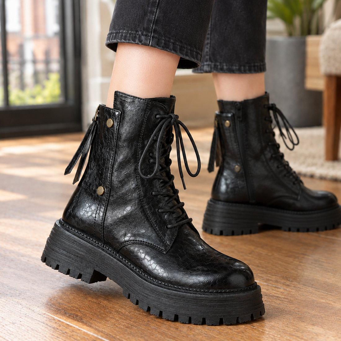 Caprera-Arezzo Lace-Up Boots - Lead Product Detail