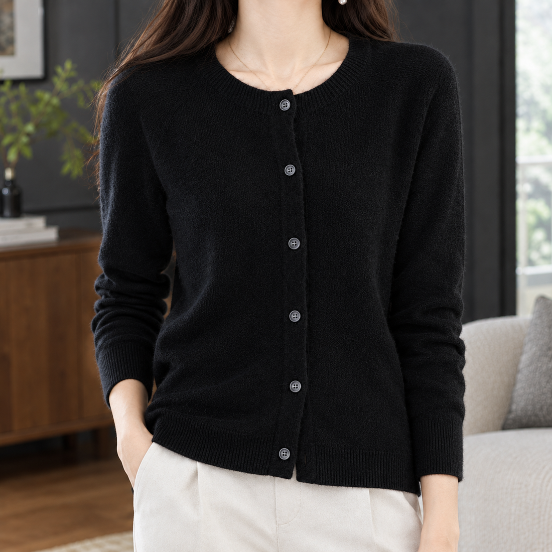 Michelle Round Neck Cardigan - Lead Product Detail