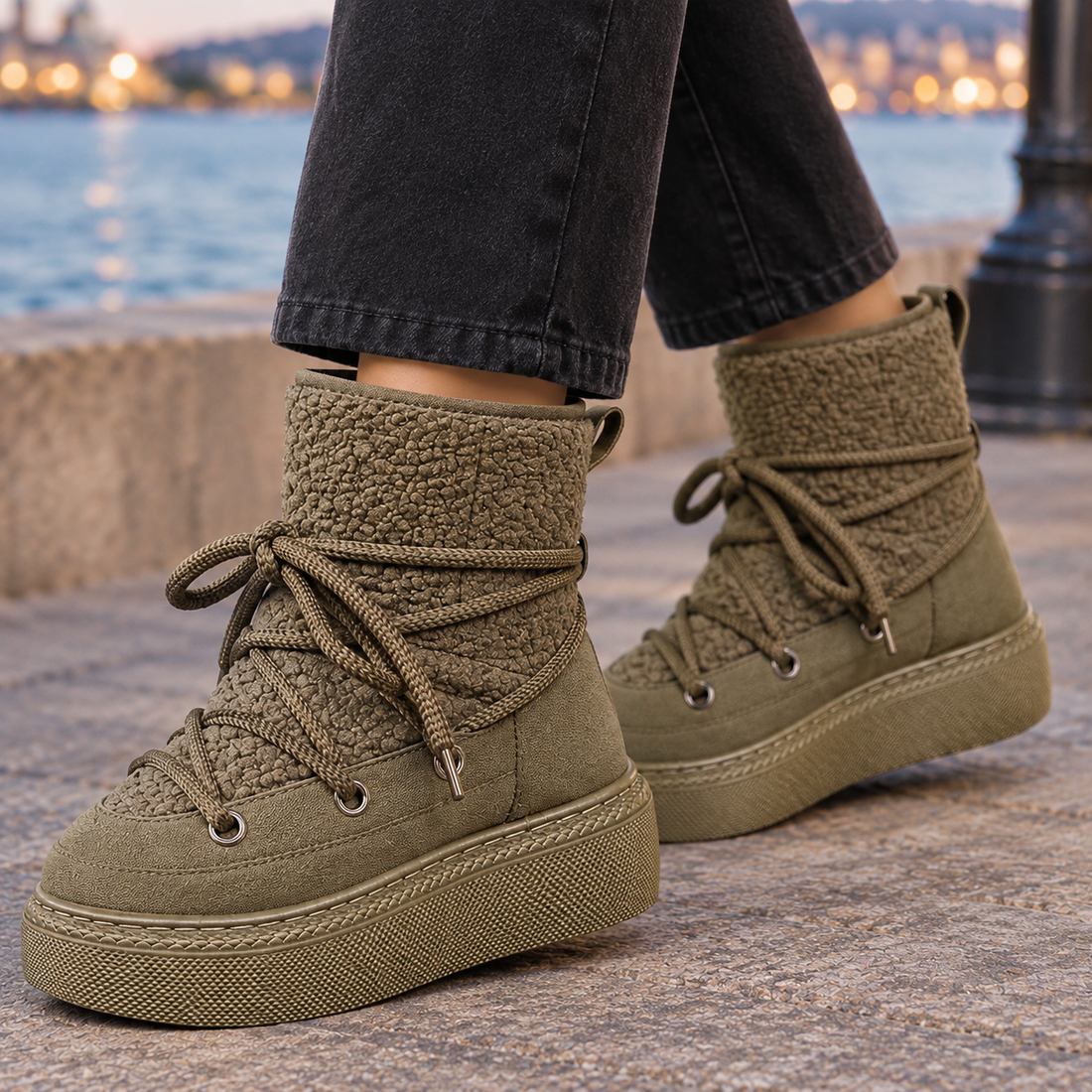 Badoer-Garda Platform Snow Boots - Lead Product Detail