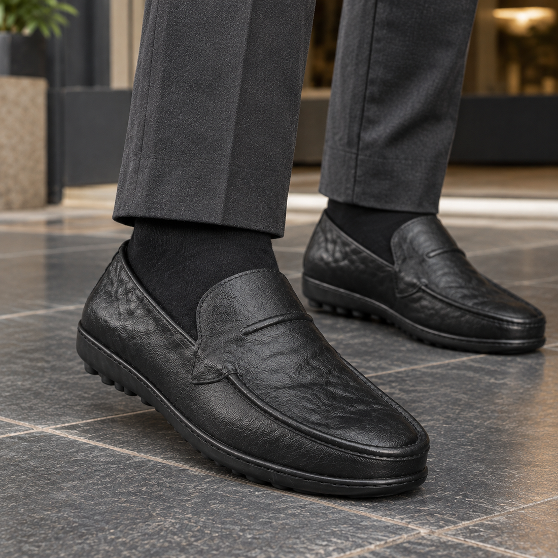 Borromeo-Garda Slip-On Loafers - Lead Product Detail