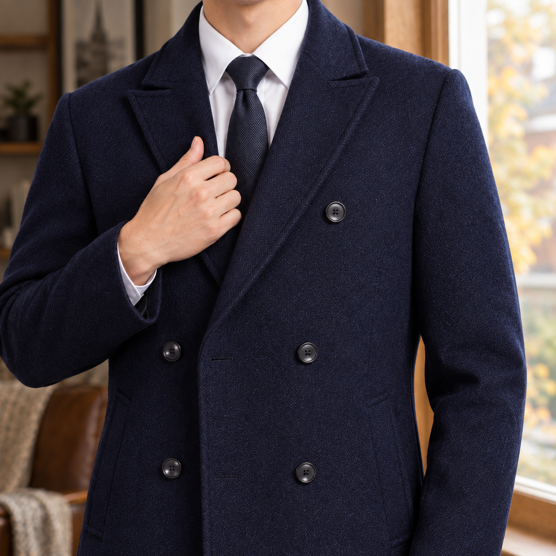 Marco Double Breasted Coat - Lead Product Detail