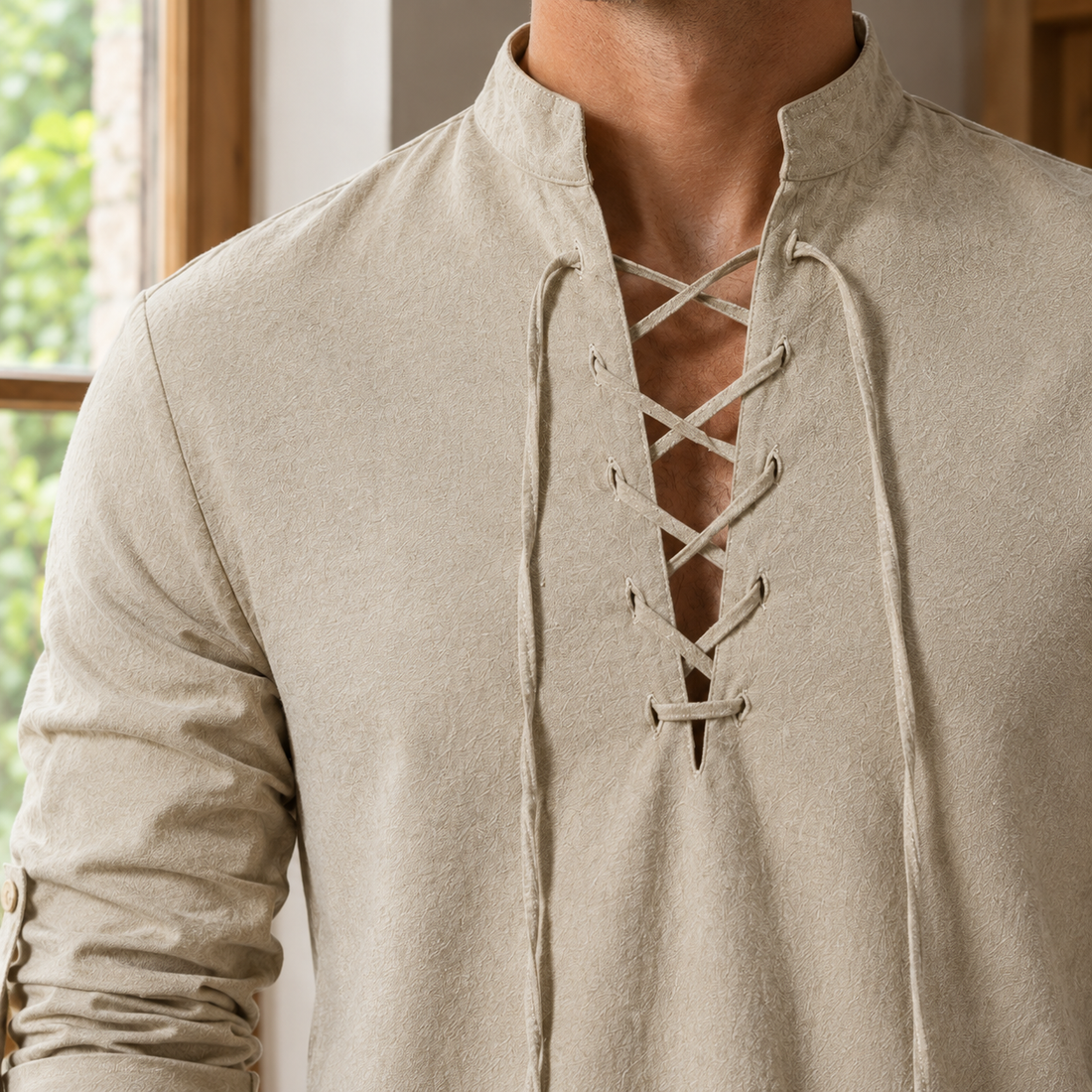 Hudson Lace-Up Shirt - Lead Product Detail