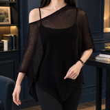 Perpetua Asymmetric Knit Top - Lead Product Detail