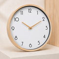 White Inner Frame Wood Grain Clock