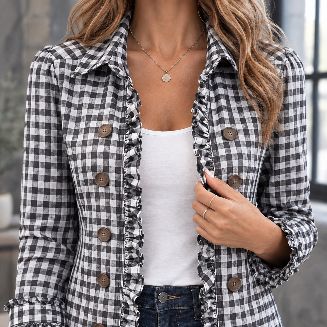 Sharon-Marie Ruffle Overshirt - Lead Product Detail