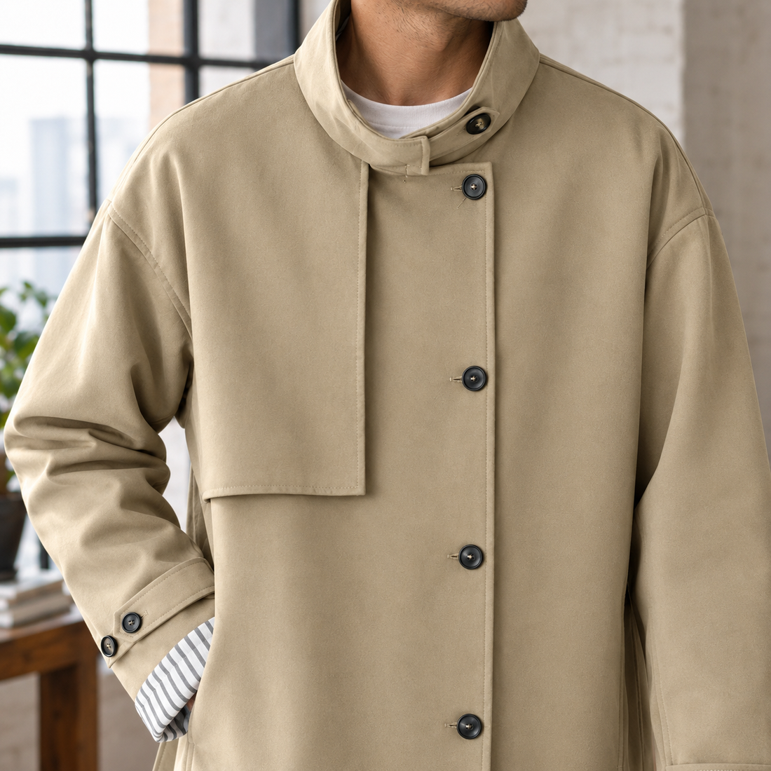 Marco Stand Collar Jacket - Lead Product Detail