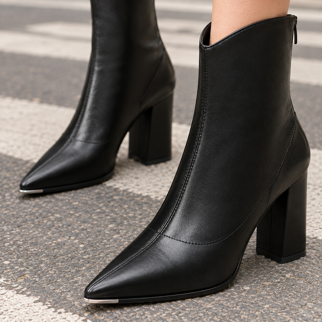 Borromeo Pointed Toe Boots - Lead Product Detail