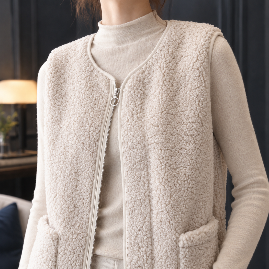 Roseline-Hope Teddy Zip Vest - Lead Product Detail