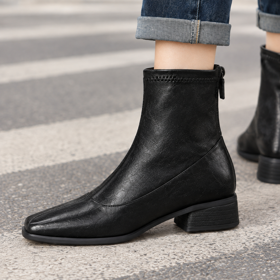 Cesena Square Toe Boots - Lead Product Detail