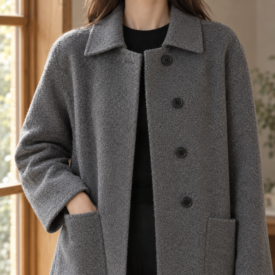 Ameline-Elise Wool Coat - Lead Product Detail