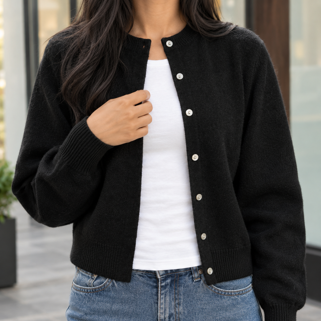 Pomeline-Eve Round Neck Cardigan - Lead Product Detail