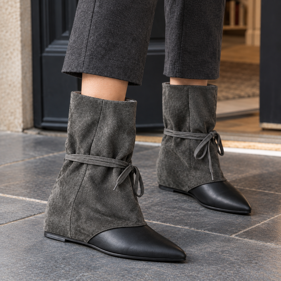 Campani Suede Wedge Boots - Lead Product Detail