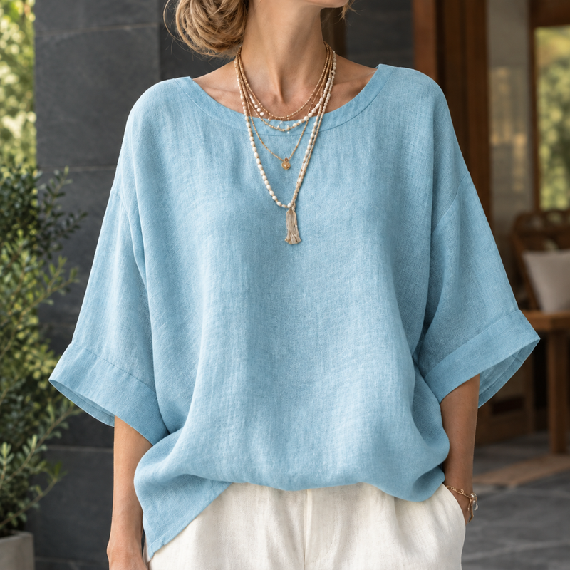 Sasha Relaxed Top - Sky Blue