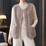 Roseline-Hope Teddy Zip Vest - Taupe