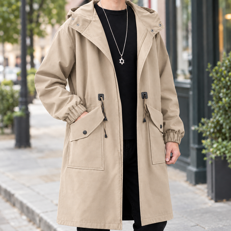 Augustin Hooded Overcoat - Khaki