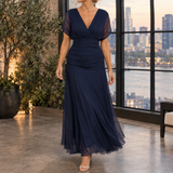 Sylvie-Elise Draped Maxi Dress - Dark Blue